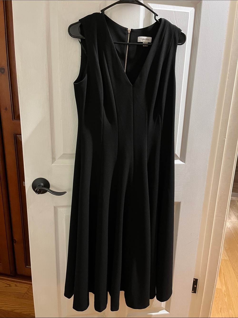 Calvin Klein Black Sleeveless V-Neck Fit-and-Flare Dress